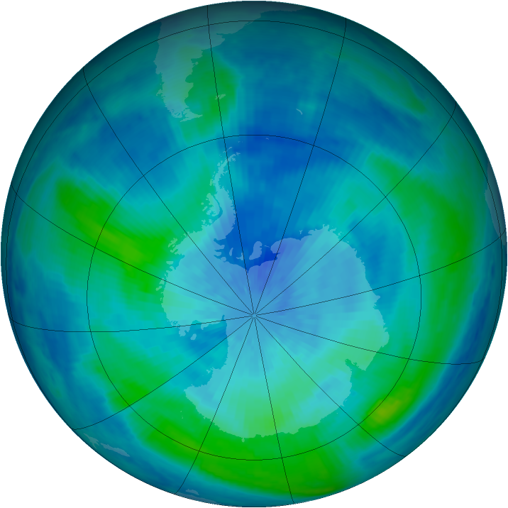 Antarctic ozone map for 16 March 2000